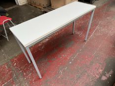 White Table with Grey Metal Frame - 1200 x 400 x 730 mm. Please Note: There is NO VAT on the