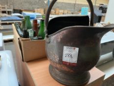 Antique Copper Coal Bucket and Quantity of Old Bottles. Please Note: There is NO VAT on the Hammer