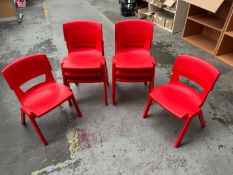 8no. Postura School Chairs in Red. Please Note: There is NO VAT on the Hammer Price of this Lot.