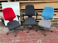 3no. Office Chairs, Styles and Colour Vary. Please Note: There is NO VAT on the Hammer Price of this