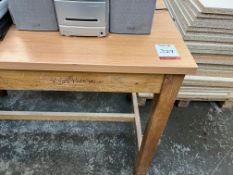2no. Timber Work Benches - 1200 x 800 x 840 mm and 740 x 1200 x 850 mm. Please Note: There is NO VAT