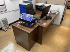 Timber Effect Office Desk Approx. 1600 x 1200 x 730, 3 Draw Pedestal & Office Chair, Please Note: