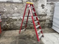 7 Tread Fibreglass Step Ladder, Please Note: Support Braces Damaged
