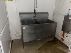 Stainless Steel Twin Deep Tank Sink Unit with Rinsing Faucet, 1300 x 700 x 1200mm