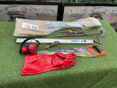 Quantity of Various Tools Comprising; Handsaw, Ear Defenders, Shovel, Manhole Hook & Screwdrivers