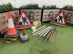 Quantity of Various Surveying Sundries Comprising; 2no. Caution Signs, 2no. Hard Hats, Ear