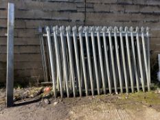 3no. Sections of 2500mm x 1700mm Steel Palisade Fencing, 2no. Steel Gates & 1no. 120 x 120mm Steel