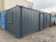 Steel Anti-Vandal Site Office Container, Charcoal, 24 x 9ft, Two Acess Doors, Contents Included,