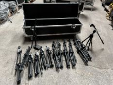 7no. DH Short Boom Stands & 6no. Various Short Body Stands with Mobile Flight Case. Lot Location -