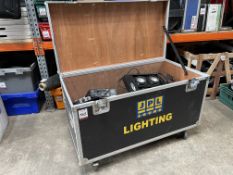 Various Lights, Cable & Lighting Controllers to Mobile Flight Case as Lotted. Lot Location - Vale of