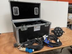 8no. Flash LED Par Cans, Leads & Flight Case. Lot Location - Vale of Glamorgan. Collection