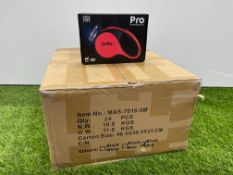 Boxed & Unused 24no. Pulla Pro Led Retractable Dog Leads in Red & Black. PLEASE NOTE: Collections by