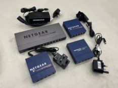 4no. NetGear Switches Comprising; 1no. GS105E, 2no. FS105 & 1no. GS108P Complete With Power Supplies