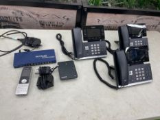 3no. Yealink SIP-T54W Prime Buisness Phones, Netgear 4-Port Switch, Yealink W60B Ip Base Station &