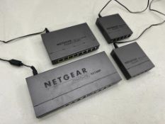 4no. NetGear Switches Comprising; 1no. GS108P, 1no. GS108Pv3 & 2no.GS105Pev2 Complete With Power