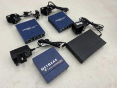 4no. NetGear Switches Comprising; 2no. GS105, 2no. FS105 & 1no. GS380P Complete With Power Supplies
