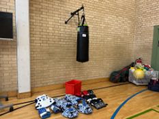 BBE Britannia Boxing Bag & Bracket, 3no. Pairs of Boxing Gloves & Kickboxing Protective Equipment.