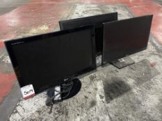 3no. Various LG Display Monitors as Lotted. Please Note: Auction Location - Bay Studios, Fabian Way,