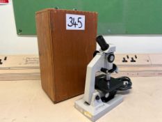 Phillip Harris 270436 Optical Microscope Complete With Timber Carry Case. Please Note: Auction