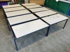 10no. Metal Frame Classroom Tables, Light Grey Speckled Top, 1100 x 550 x 590mm, (D), Note: Photo