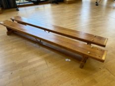 2no. Timber Balance Benches, 2600 x 245 x 300mm. Please Note: Auction Location - Bay Studios, Fabian