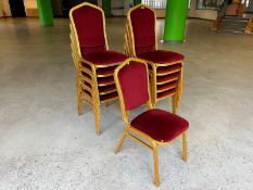 11no. Red & Gold Coloured Banqueting Chairs. Please Note: Auction Location - Bay Studios, Fabian