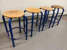 4no. Blue Steel Frame Stackable Stools, 620mm High & 320mm Dia. Please Note: Auction Location -