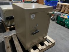Dudley Steel Safe 560 x 560 x 750mm Complete With Key. Please Note: Auction Location - Bay