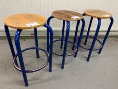 3no. Blue Steel Frame Stackable Stools, 620mm High & 320mm Dia. Please Note: Auction Location -