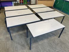 7no. Metal Frame Classroom Tables, Light Grey Speckled Top, 1100 x 550 x 590mm, (D), Note: Photo for