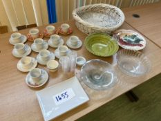 Quantity of Teacups & Display Plates & Basket. Please Note: Auction Location - Bay Studios, Fabian