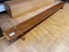 Timber Balance Bench, 3550 x 245 x 300mm. Please Note: Auction Location - Bay Studios, Fabian Way,