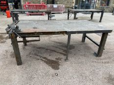 Steel Work Table Includes Vice Grip 2710 x 1400 x 1100mm, PLEASE NOTE: Collection by Appointment