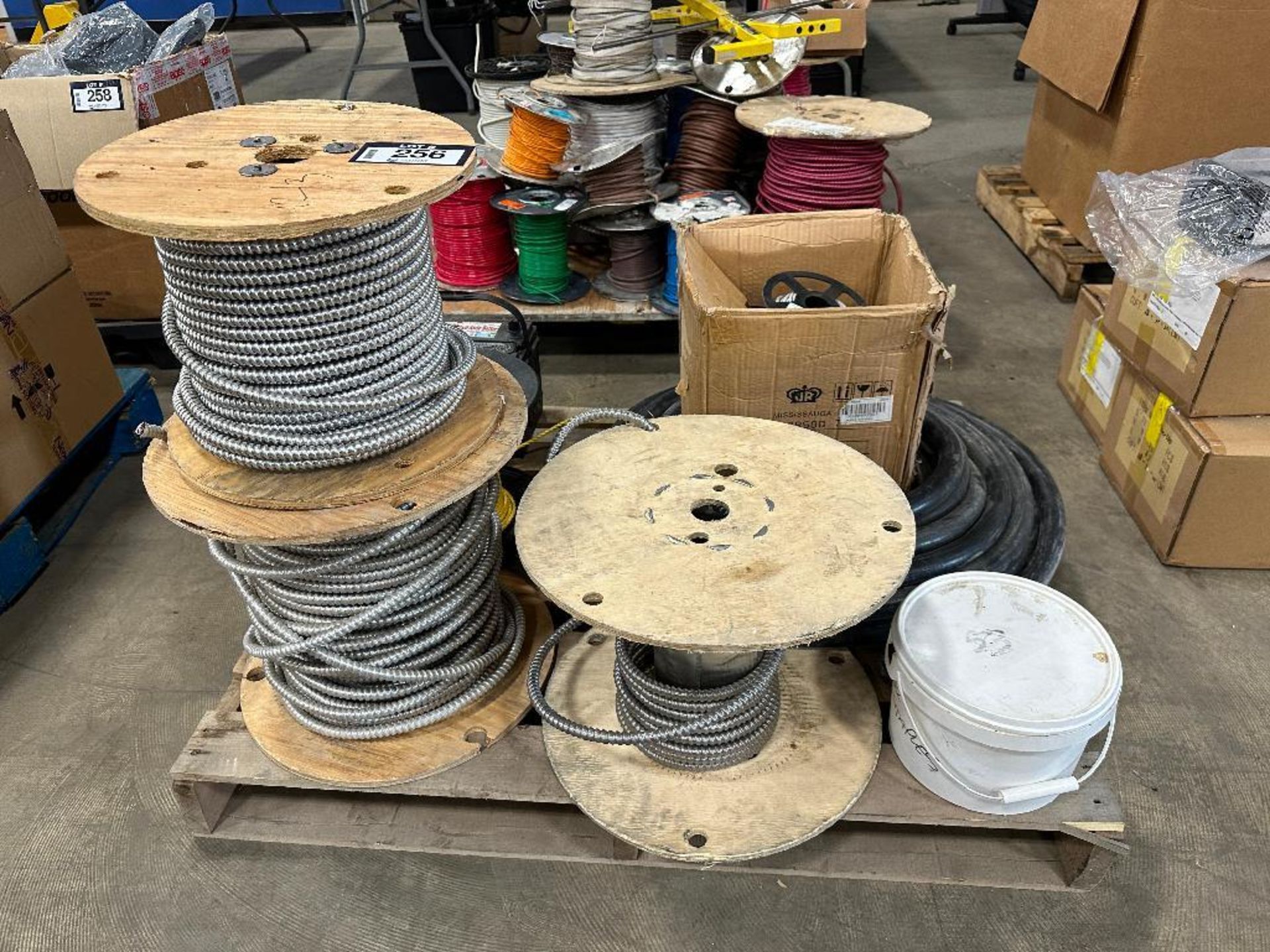 Pallet of Asst. Shielded Wire, One Spool of Rope, etc.