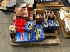 Pallet of Assorted Automotive Parts Including Headlights, Trailer Lights, Methyl Alcohol, etc.