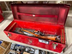 Lot of Beach Toolbox with Asst. Combination Wrenches and Squares