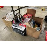 Lot of Asst. Paint Supplies including Pain Rollers, Trays, Disposable Coveralls, Stir Sticks, DryWal