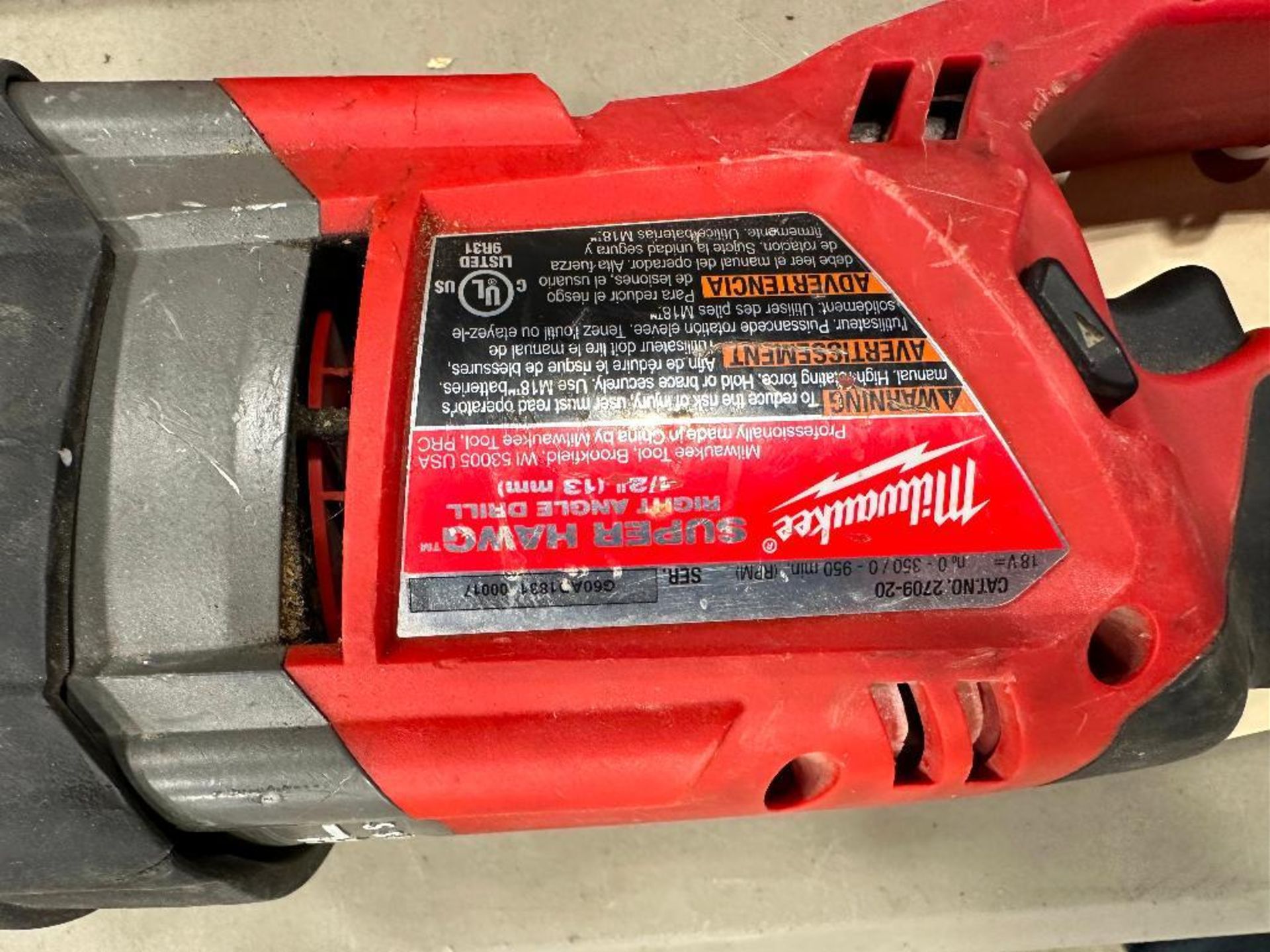 Milwaukee Fuel Cordless Super Hawg 1/2” Right Angle Drill - Image 6 of 7