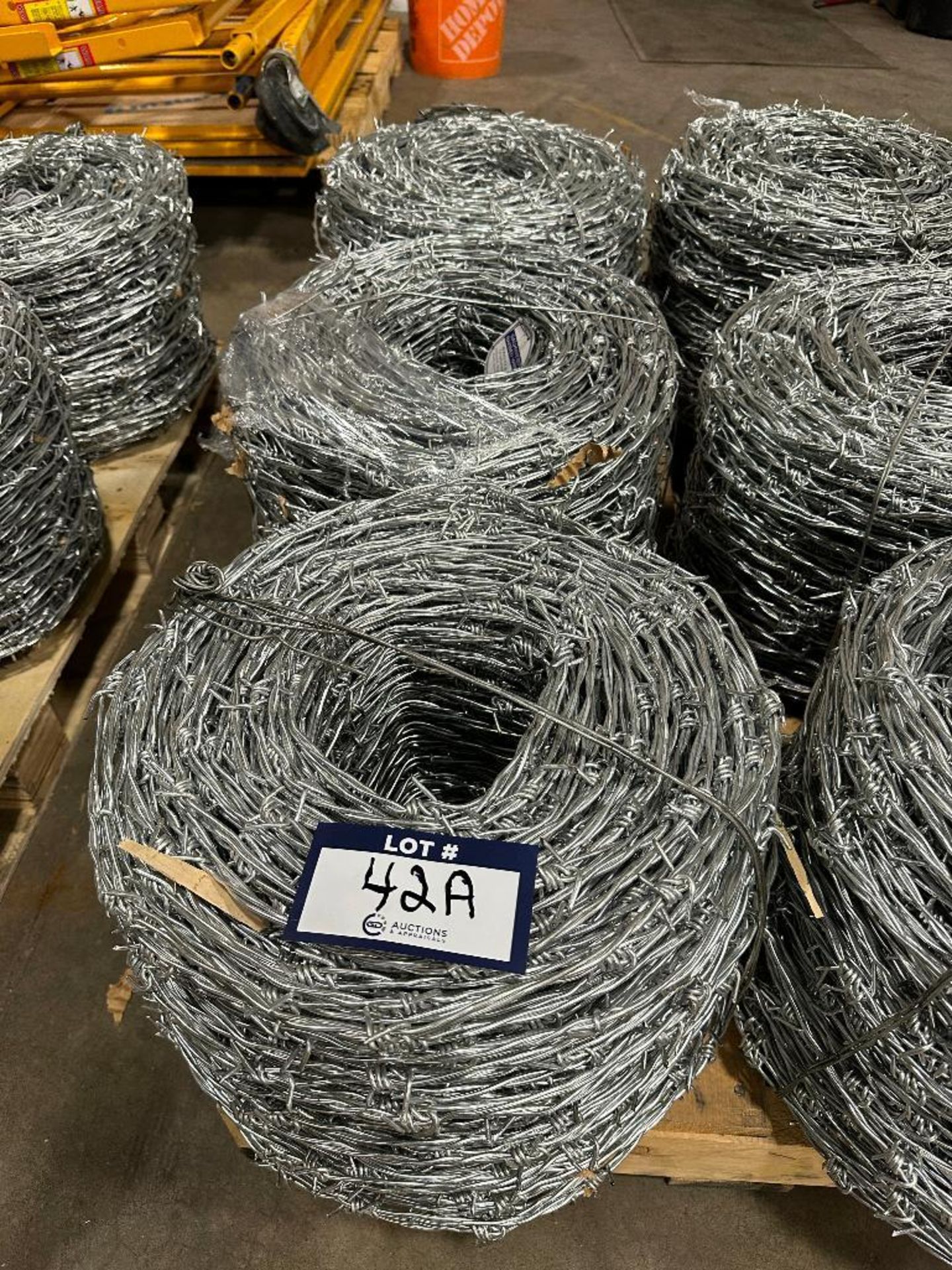 Lot of (3) 80lb. Rolls of Barbed Wire, Barb Spacing 6"