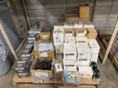 Pallet of Asst. Fasteners including Asst. Bolts, Pipe Clamps, Lag Shields, etc.