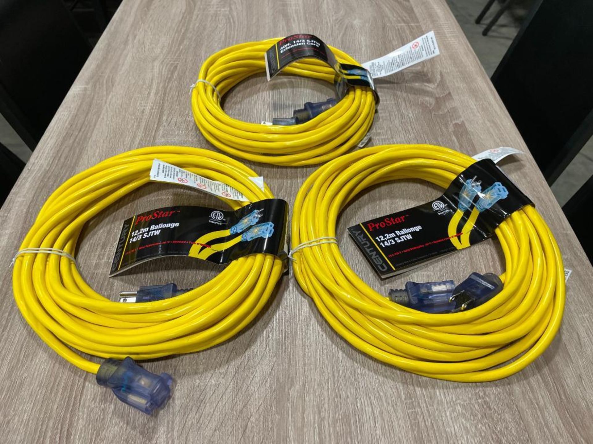 CENTURY, PRO STAR - 40' 14/3 SJTW EXTENSION CORD YELLOW - NEW - LOT OF 3