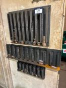 Lot of Asst. Plasma Table Consumable Shelves w/ Asst. Tips, Nozzles, etc.