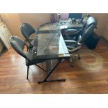 Lot of Glass Desk w/ Task Chair, (2) Folding Chairs