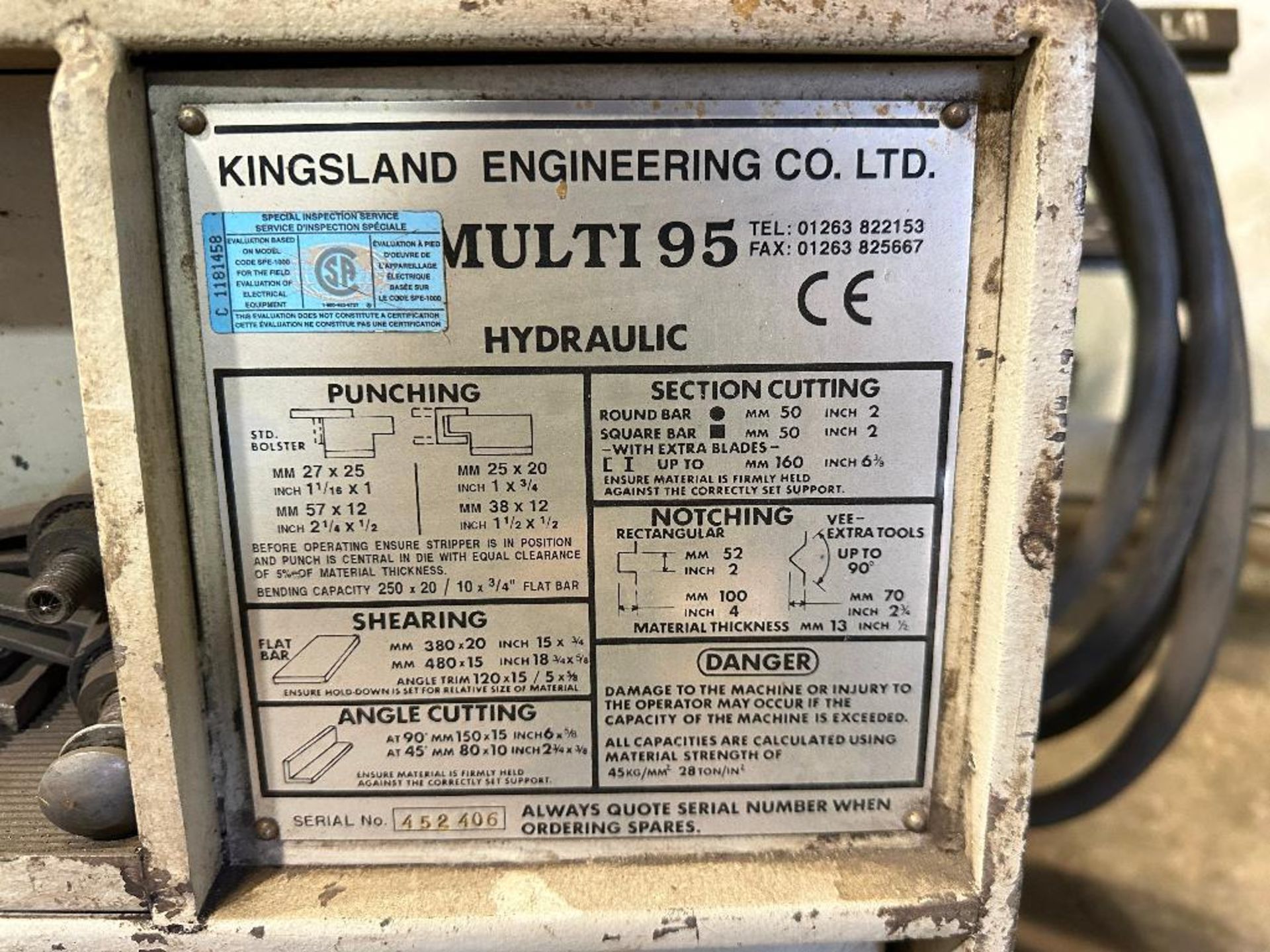 Kingsland Multi95 95-TON Steel Worker w/ Backgauge - Image 9 of 10