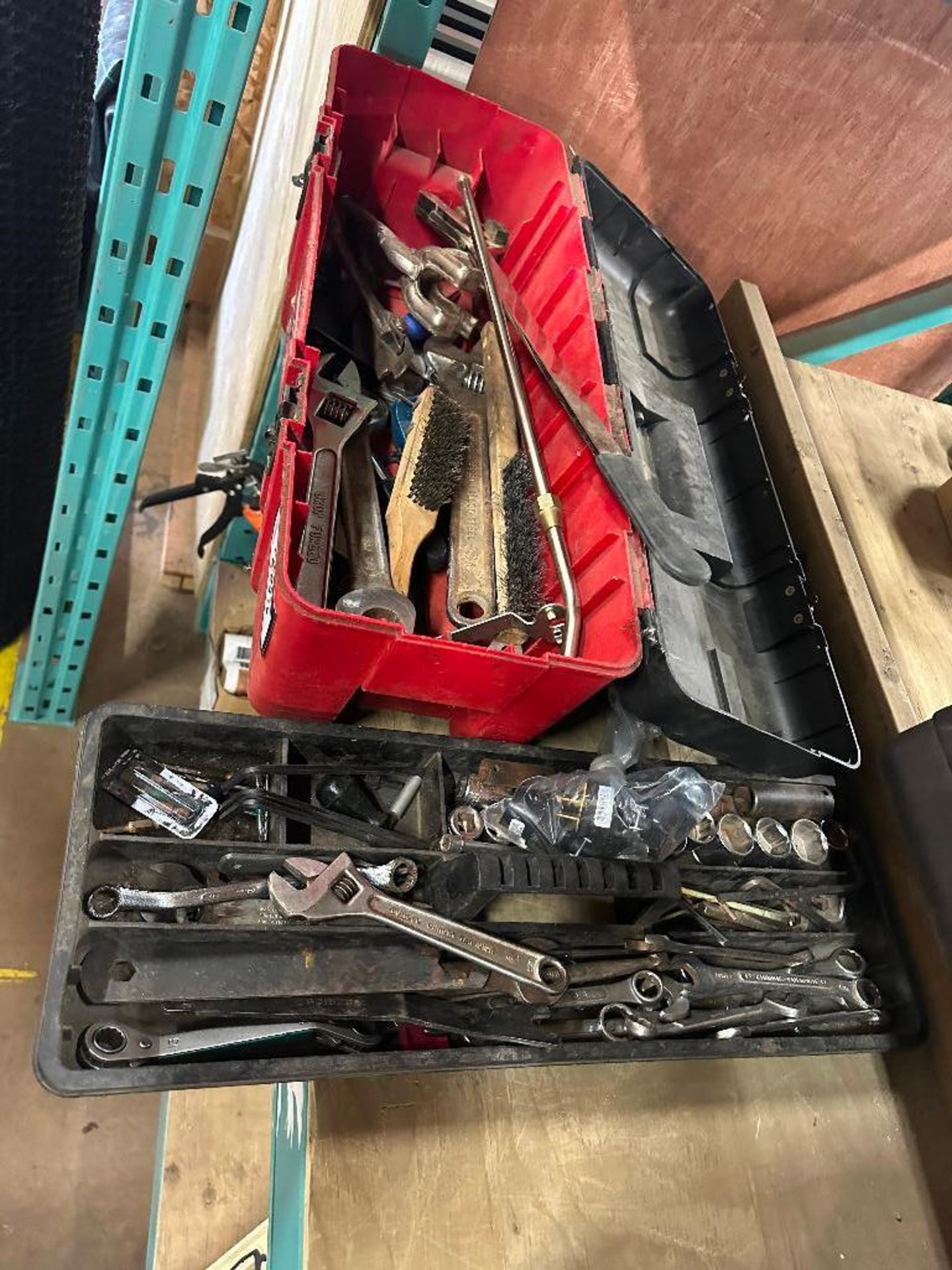 Lot of Toolbox w/ Asst. Wrenches, Allen Keys, Wire Brushes, - Image 2 of 4