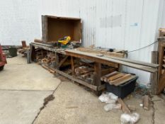 Approx. 180" X 44" Cutting Bench w/ DeWalt DW717 10" Double Bevel Sliding Compound Miter Saw