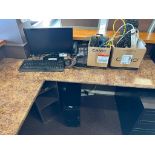 Lot of Desktop Computer, Monitor, Mouse, Keyboard, Cords, Power Bar, etc.