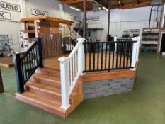 171" X 171" Octagonal Composite Deck w/ (2) 71" 3-Stair Risers, Composite Privacy Walls