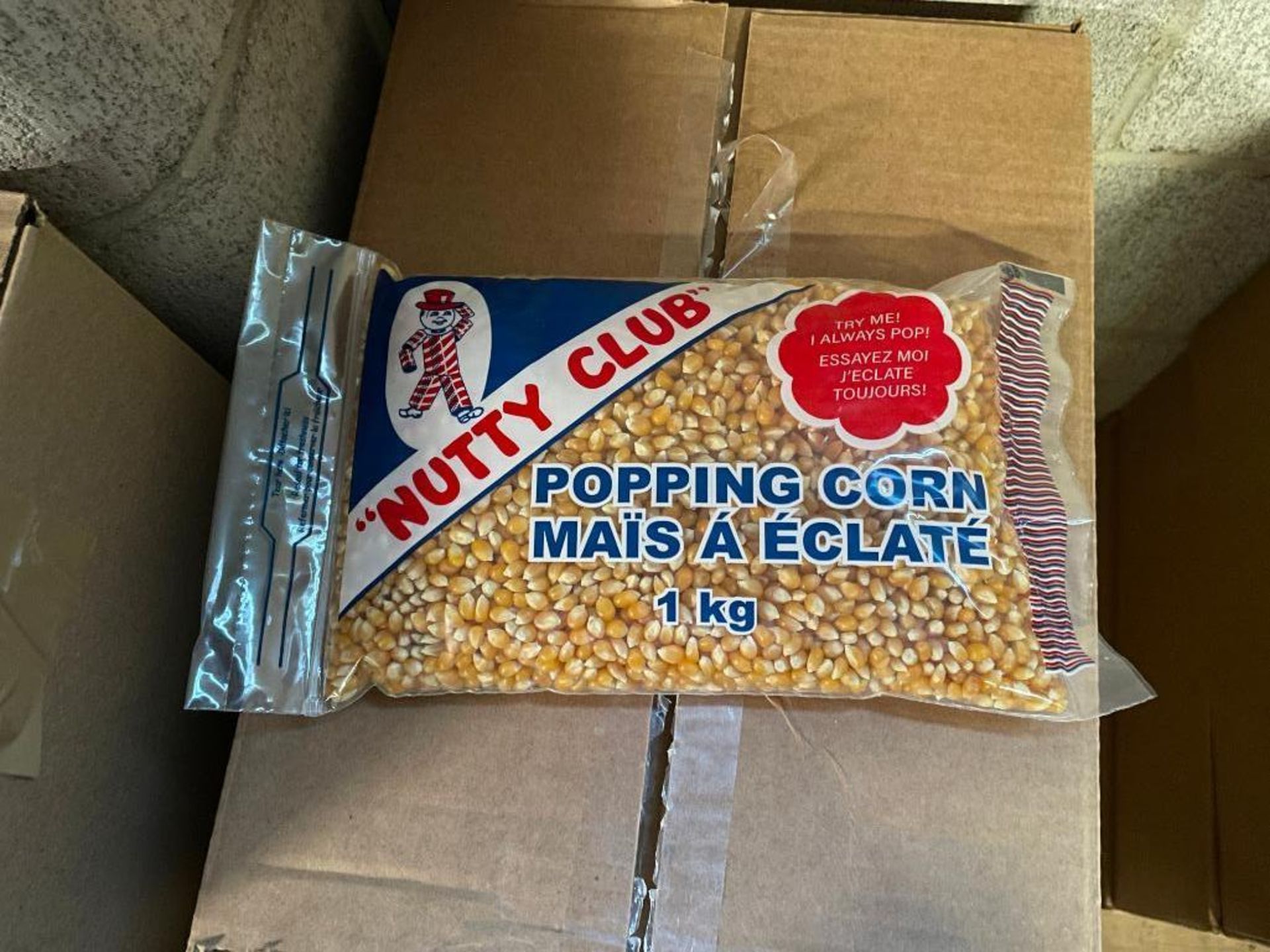 (4) BOXES OF NUTTY CLUB POPPING CORN, 12/1KG BAGS PER BOX - Image 2 of 2