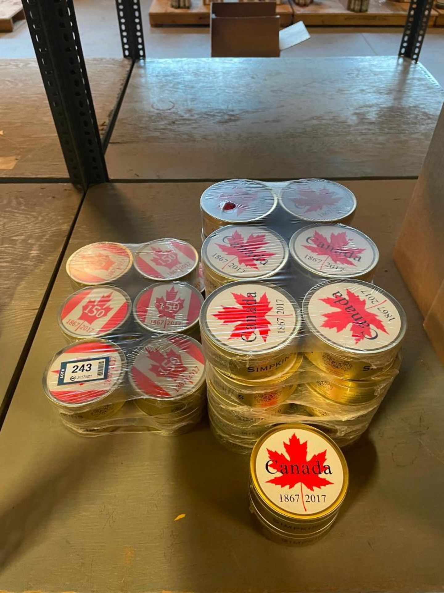 (42) TINS OF SIMPKINS TRAVEL SWEETS, CANADA 150 YEARS DROPS, 200G/TIN